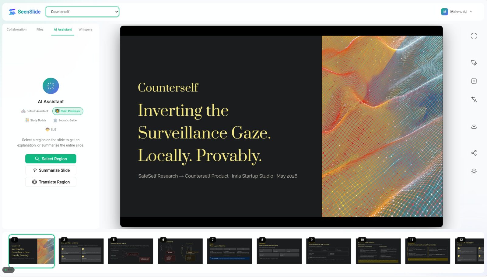 SeenSlide — live study and presentation interface
